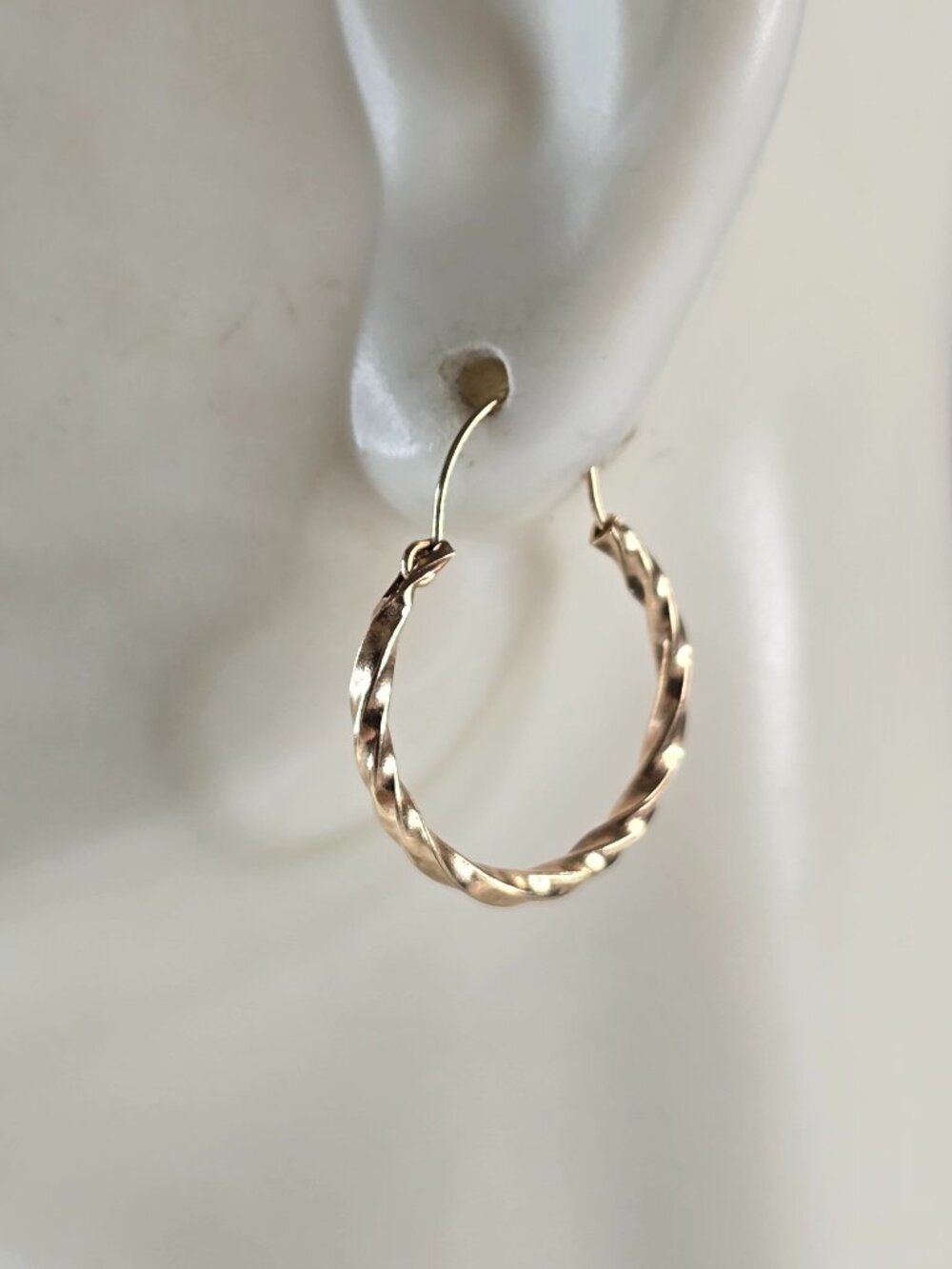 Pr Womens Vintage Estate 14K Yellow Gold Twisted Hoop Earrings 1.0g E5719